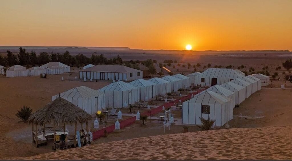 Sunset over desert near Agadir during a 3 day Agadir to Marrakech Desert Tour