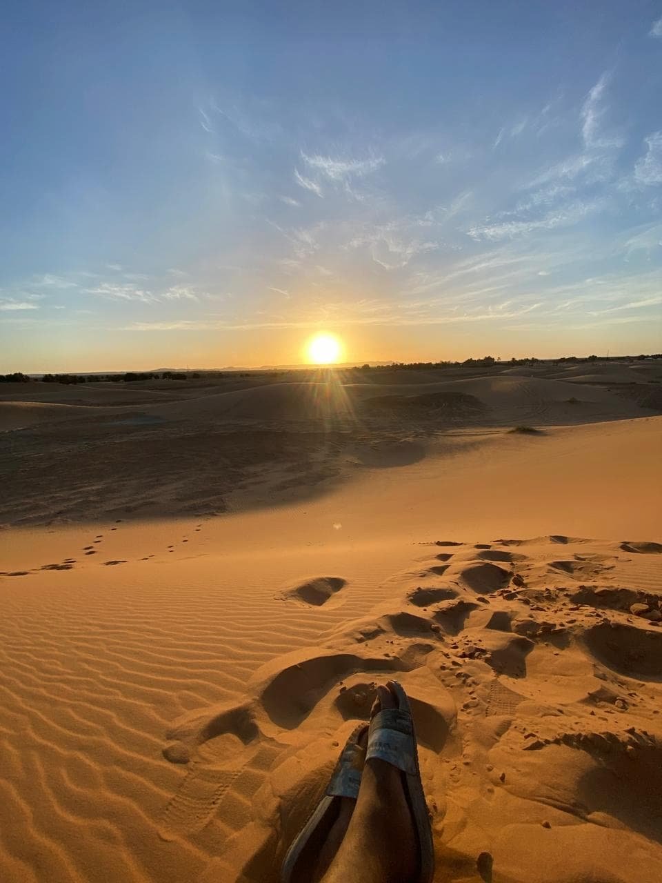 Sahara desert sunset over Erg Chebbi dunes during a 3 days group tour from Marrakech